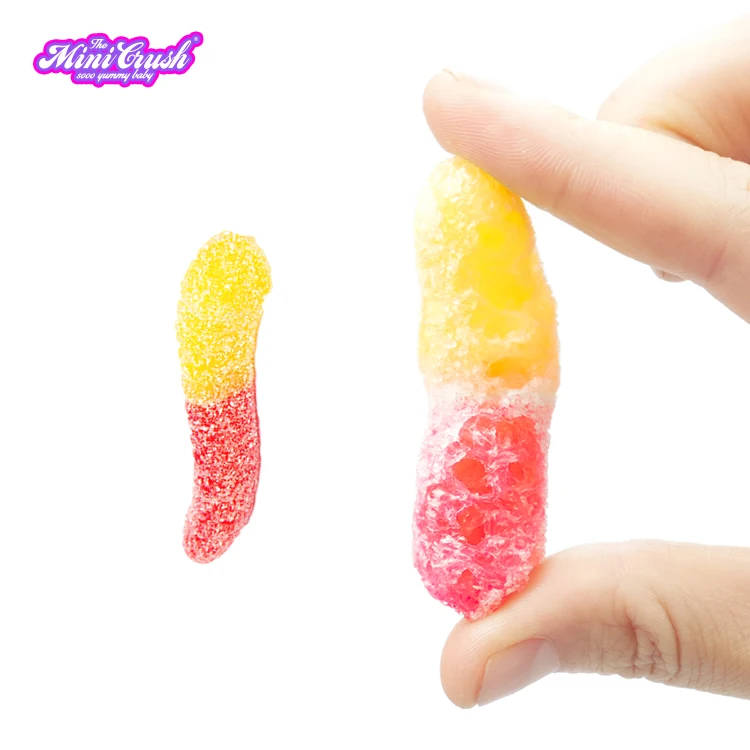 Crunch Candies Sour Gummy Worms Fruity Flavored Freeze-Dried Sweet and Sour Confectionery in Bag Packaging