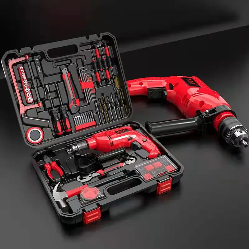 Popular red impact drill power tool sets  Complete accessories Woodworking tool set Hand Tool Set