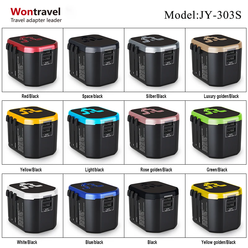 Portable travel gift 2 usb ports 2.4a output useful gadgets worldwide travel adapter