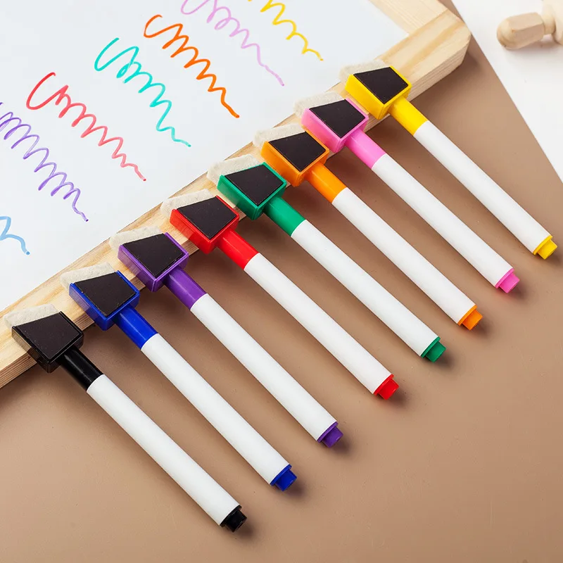 Washable Dry Erase Muti-Color Bevel Magnetic Whiteboard Marker Pen Set With Eraser