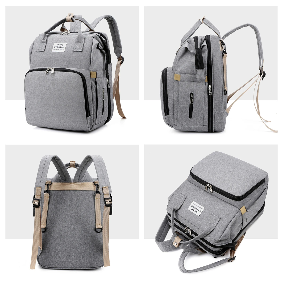 Baby diaper bag and bed portable Foldable multi-function fashion mummy mochilas backpack diaper bags with changing station