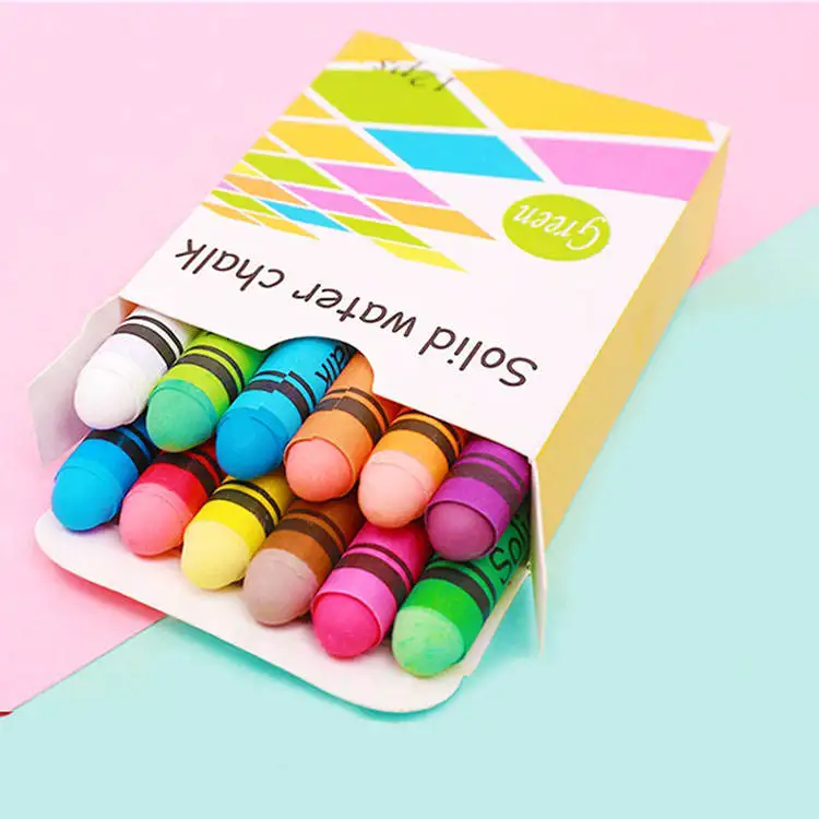 Top Sales School Dustless Nontoxic Chalk Wax 12 Pens Drawing Solid Water Chalk