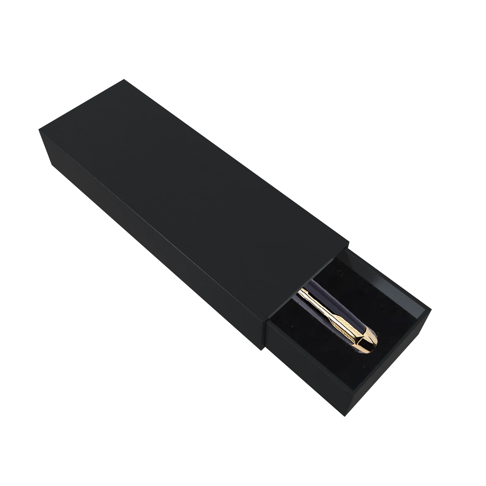 Бумажная ручка Подарочная коробка ящик для ручки упаковочная с пенным логотипом длинный узкий черный картон перерабатываемый ручек
