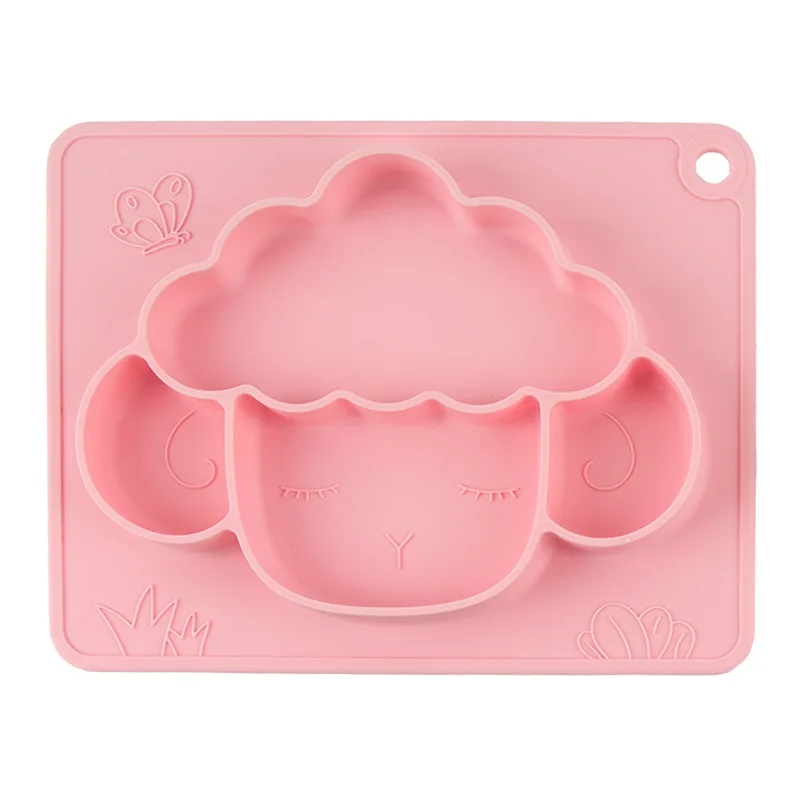 BPA Free Kids Dish Plate With Suction Silicon Bowl Food Grade Sheep Type Divided Plates