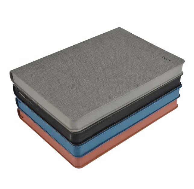 Custom Pu Leather Soft Cover Notebook Embossed Logo Color Edge Customize Note Book Business Type Lined Planner