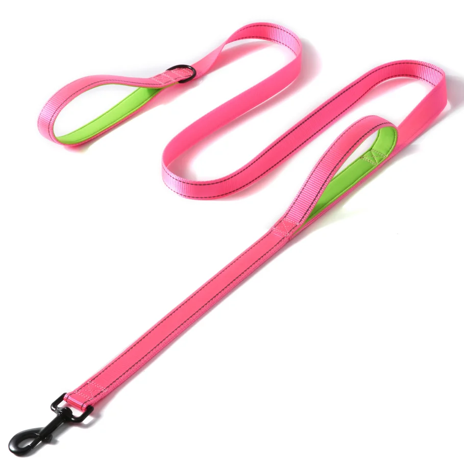 Hot Sale Reflective Nylon Material Heavy Duty Double Neoprene Padded Traffic Handle Pet Dog Leash