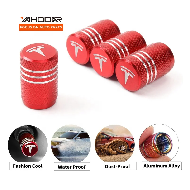 Car Accessories 2024 Aluminum Alloy Tire Valve Stem Cap Cover For Tesla Model 3 Y X Y Cybertruck 4 PCS