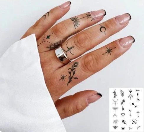 Custom  fingers Plant-Based Last 2 week Realistic Matte Finish Juice Semi Permanent Temporary Tattoo