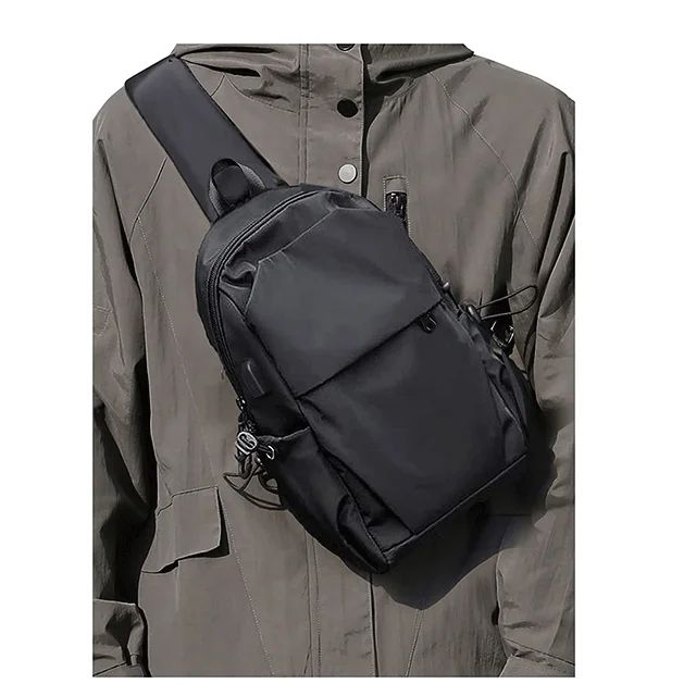 Lightweight Sling Bag for Hiking Walking Travel Cycling USB Charger Port Sling Crossbody Backpack Shoulder Bag for Men women