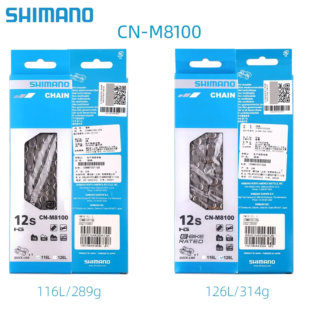 Original Japan Shimano Deore/XT/XTR road/MTB Bicycle chain CN-M6100/M8100/M9100 12S 116L/126L Box Chain Quick link 12V Chain