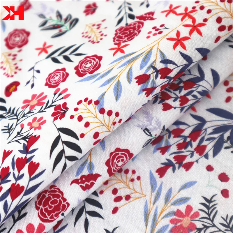 Kahn Cotton Flower Design Materials 100% Cotton Fabric Custom Print Printed For Garment Shirts Sewing