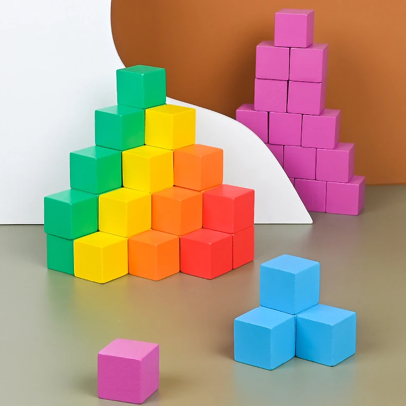 Wholesale Wooden Blocks Toy Children DIY Stacking Blocks Toy Colorful Cube Building Blocks Toy