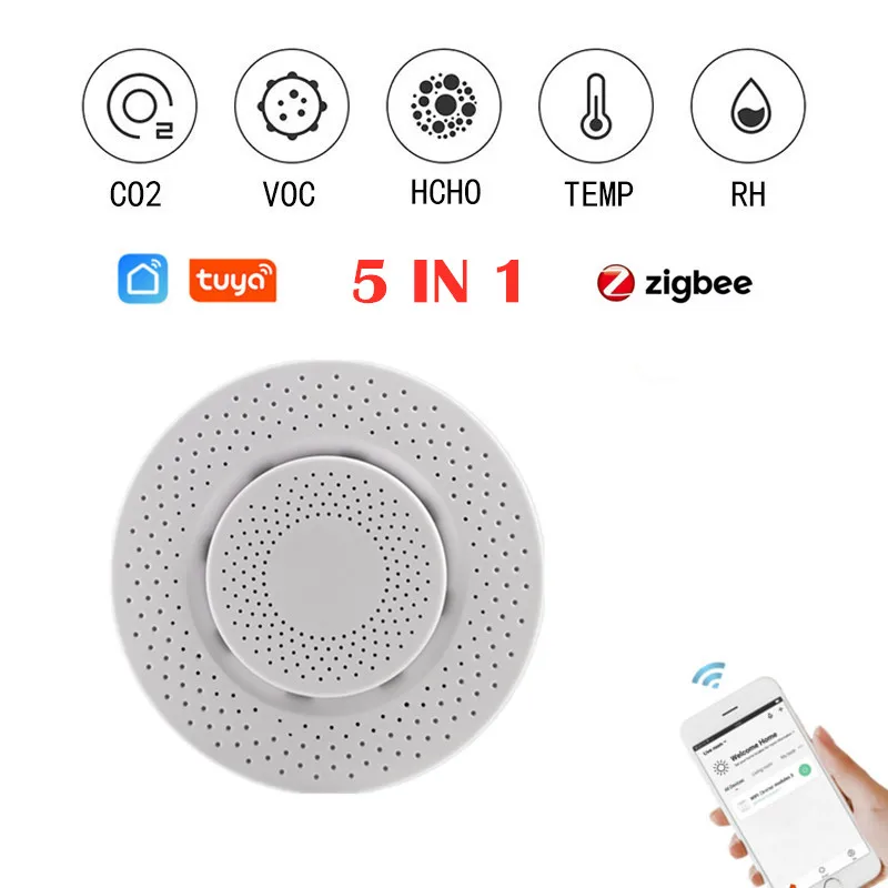 5 в 1 Wifi Tuya ZIGBEE умный детектор углекислого газа качество воздуха CO2 газовый датчик формальдегида температуры и