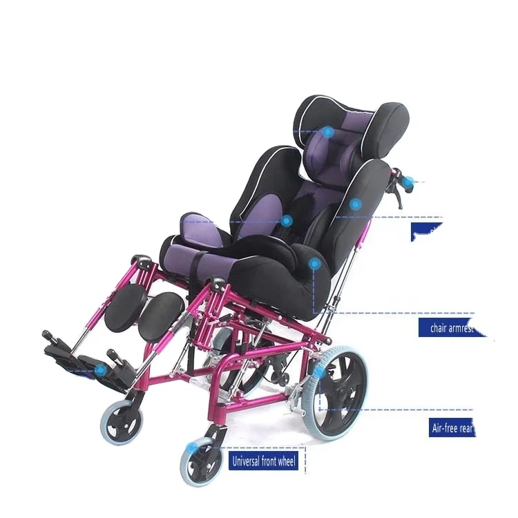 Foldable Manual Wheelchair Orthopedic Cerebral Palsy High Back Adjustable Reclining Handicapped Children Wheelchair