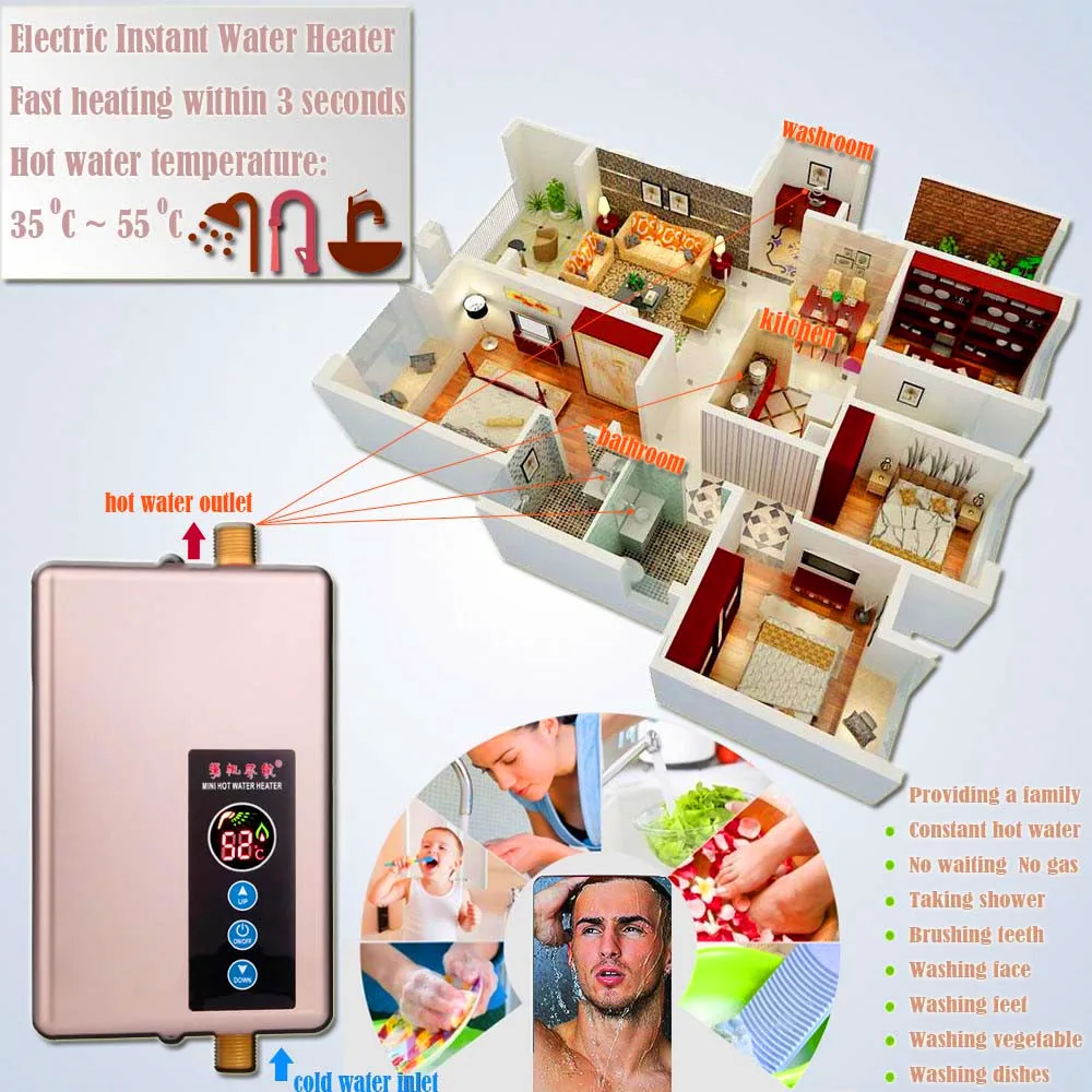 6kw Electric Water Heater with Heating System Water Heater Electric Instant