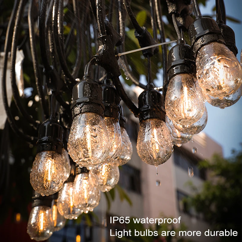 Наружная светодиодная гирлянда Эдисона, 48 футов, водонепроницаемая Рождественская гирлянда