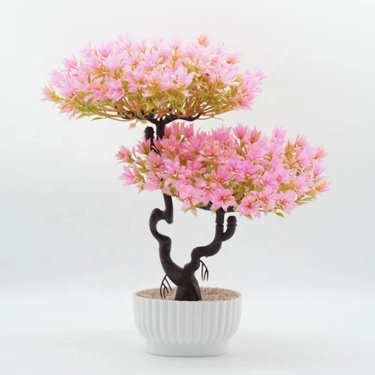 YAYUN J-3262 Plastic Outdoor Artificial Bonsai Tree Colors Ceramic Pots