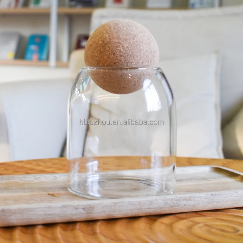 500ml home fragrance glasses empty scented wax vessels clear wood cork ball lids logo custom borosilicate glass bottle