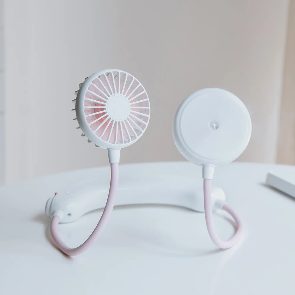 2020 newest battery operated USB hand free fan portable wearable sport hanging mini neck fan