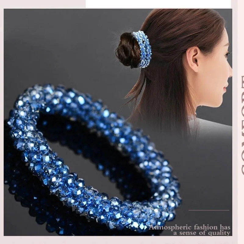 Glass Beads Hair Tie Elastic Hair Rope Simple Scrunchies Ponytail Headdress For Women Bracelet Hair Accessories