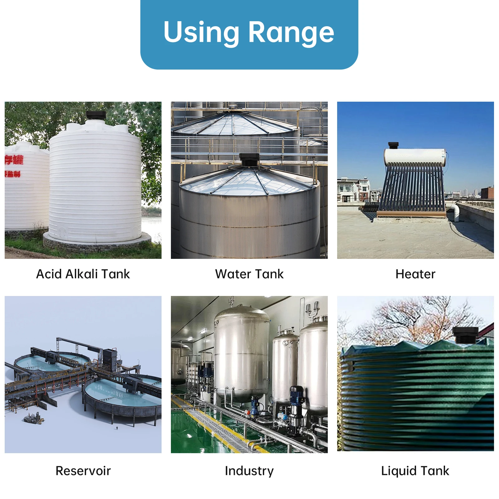 EPTTECH 8M Tuya Ultrasonic Wireless Detector Water Fuel Liquid Tank Level Sensor Alarm Indicator Remote Oil Gauge APP Monitor