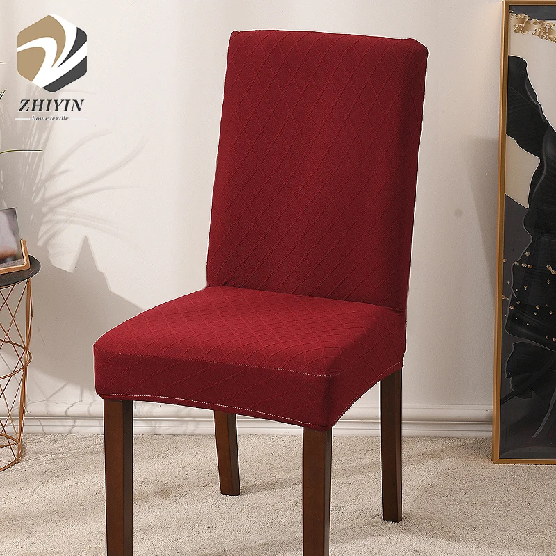 
2020 fashion design 94% polyester and 6% spandex jacquard stretch chair cover for dining room 