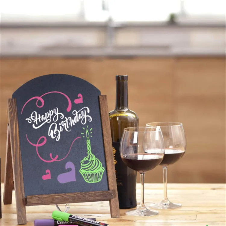 Arc Shaped Wooden Frame Non-Porous Chalkboard Sign standing blackboard