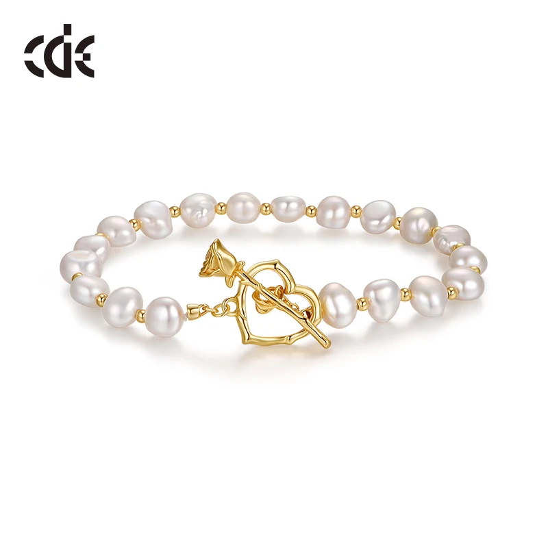 CDE YB0731 Fine 925 Sterling Silver Jewelry Wholesale Freshwater Pearl&Rosette FlowerBracelets 18K Gold Plated Bangle/Bracelet