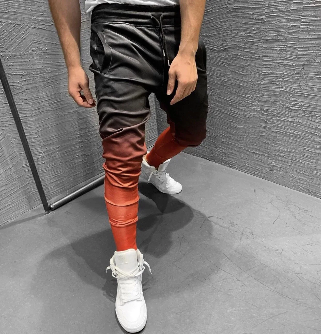 QC New streetwear male hip hop cargo trousers sports basketball harem pant gradient cargo pants for men