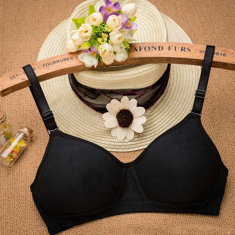 Wholesale Custom Students Solid Wireless Adjustable Soft Push Up Women Cotton Bra
