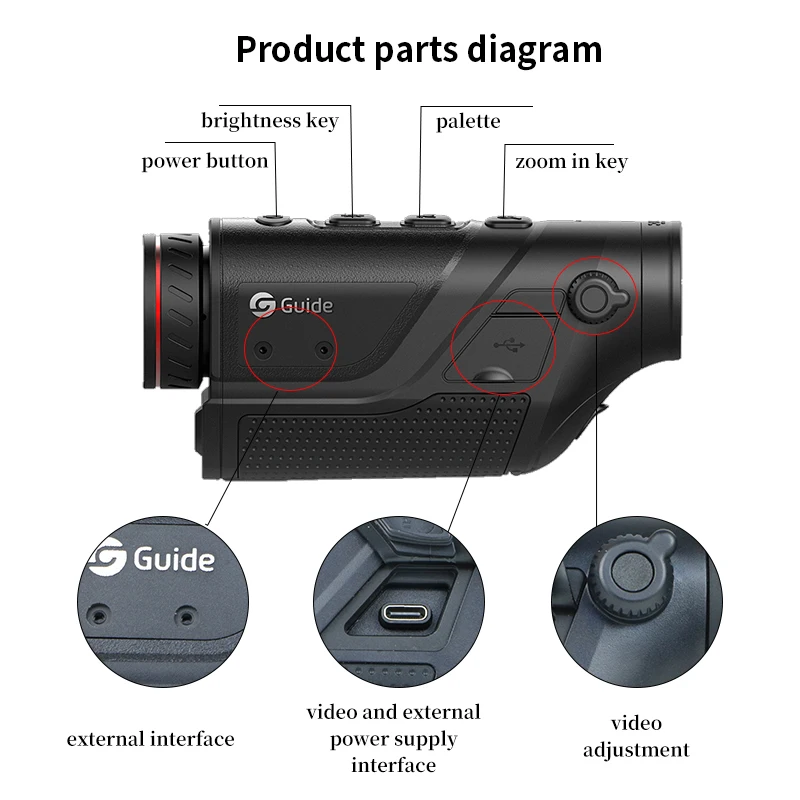 Направляющая TD210 TD410 TD420 TD430 4 x HD диапазон 2000 м тепловизионная камера термоохотничий монокулярный тепловизор