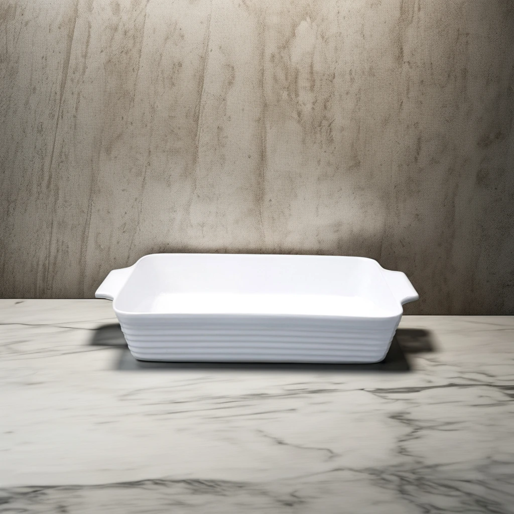 straight stripe rectangle square baking dish and pan custom logo ceramic bakeware with handle