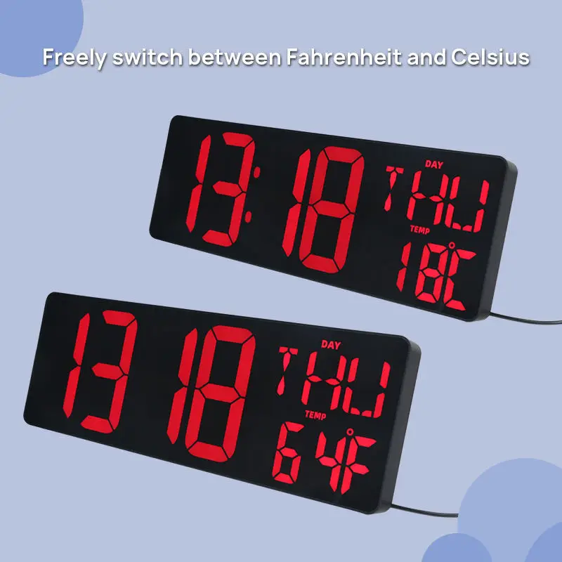 YIZHI Hot Selling Large Screen LED Display Electronic Clock with Temperature Date Week Display Chinese English Japanese