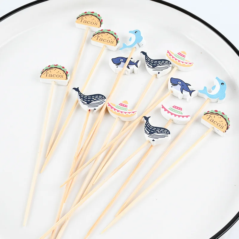 Cocktail Umbrella Bamboo/Wood Toothpicks Cupcake Toppers Cocktail Picks Party Supplies Decorative Cocktail Toothpicks