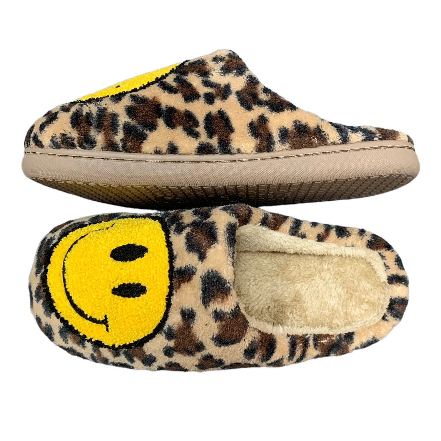 CIXI AIDA NEW COLOR  LEOPARD smiley face lightning ladies winter indoor fuzzy happy slides warm furry home slippers for women