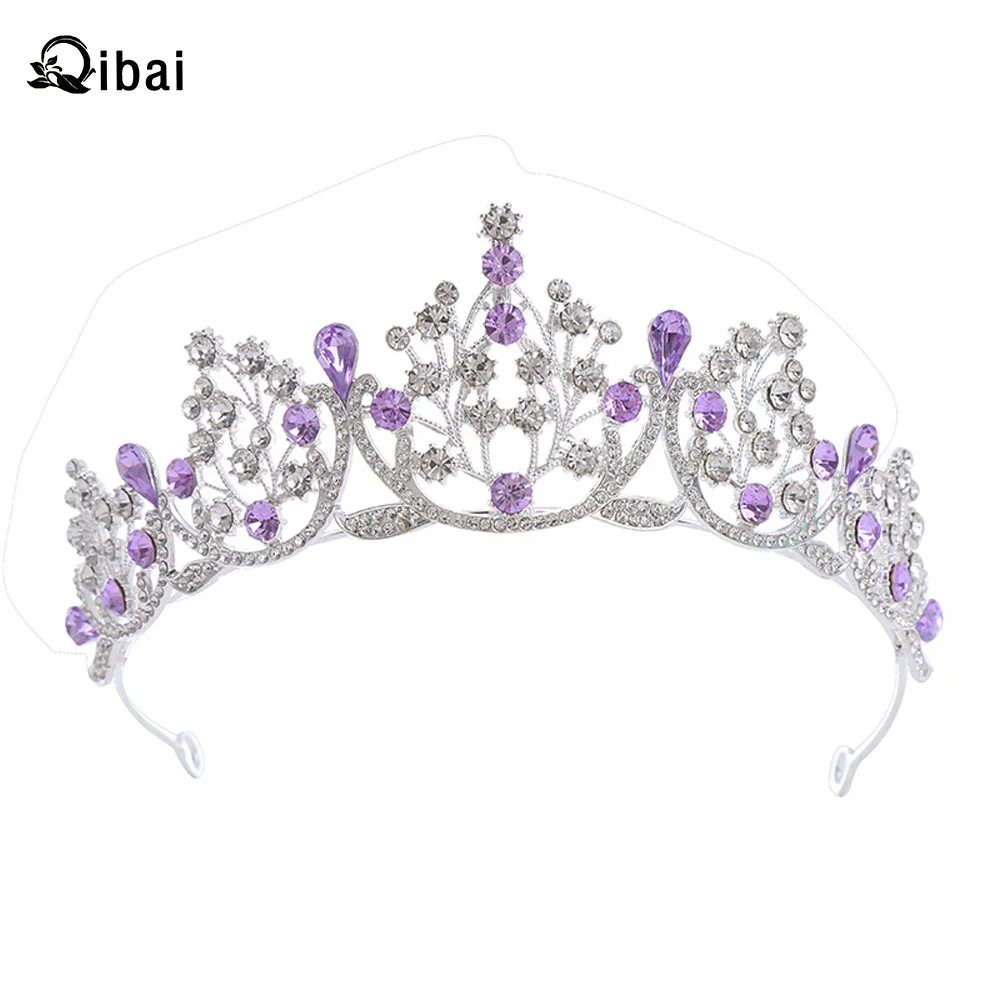 Qibai аксессуары корейские свадебные Хрустальная корона винтажная Золотая черная повязка на голову Свадебная пряжа аксессуар для Хэллоуина оголовье