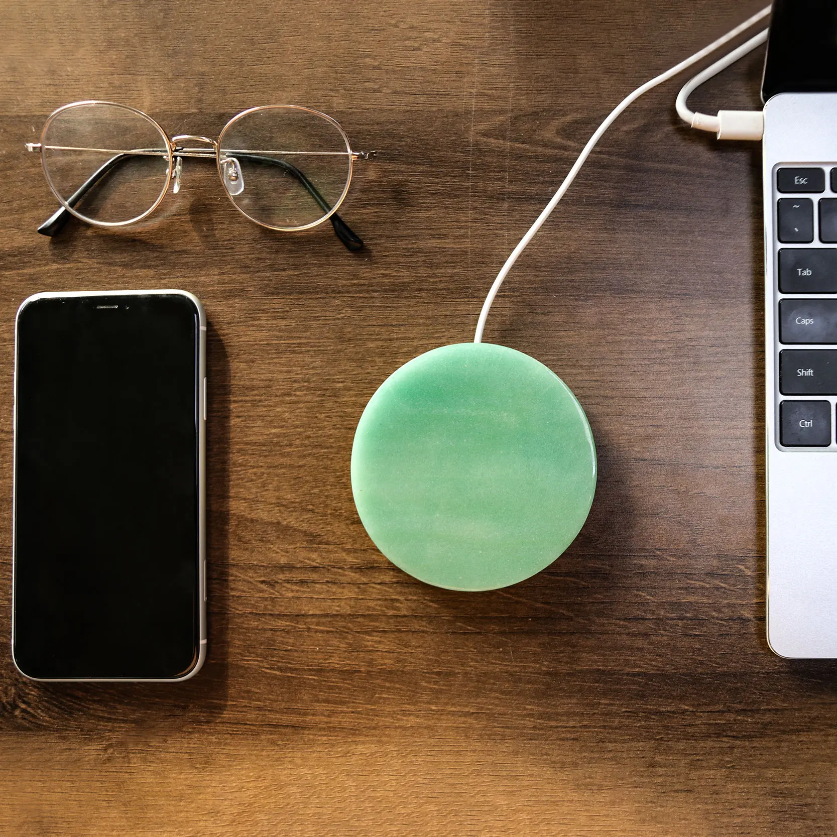 New Design Factory Supplier Round Shape Bamboo Crystal Wireless charger for