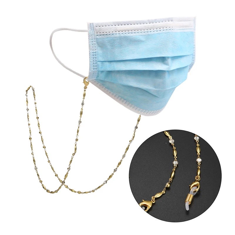 Metal With Crystals Copper Chain Sunglasses Reading Glasses Chain Rhinestones Hanging Neck Chain Neck Masked Strap  Necklace
