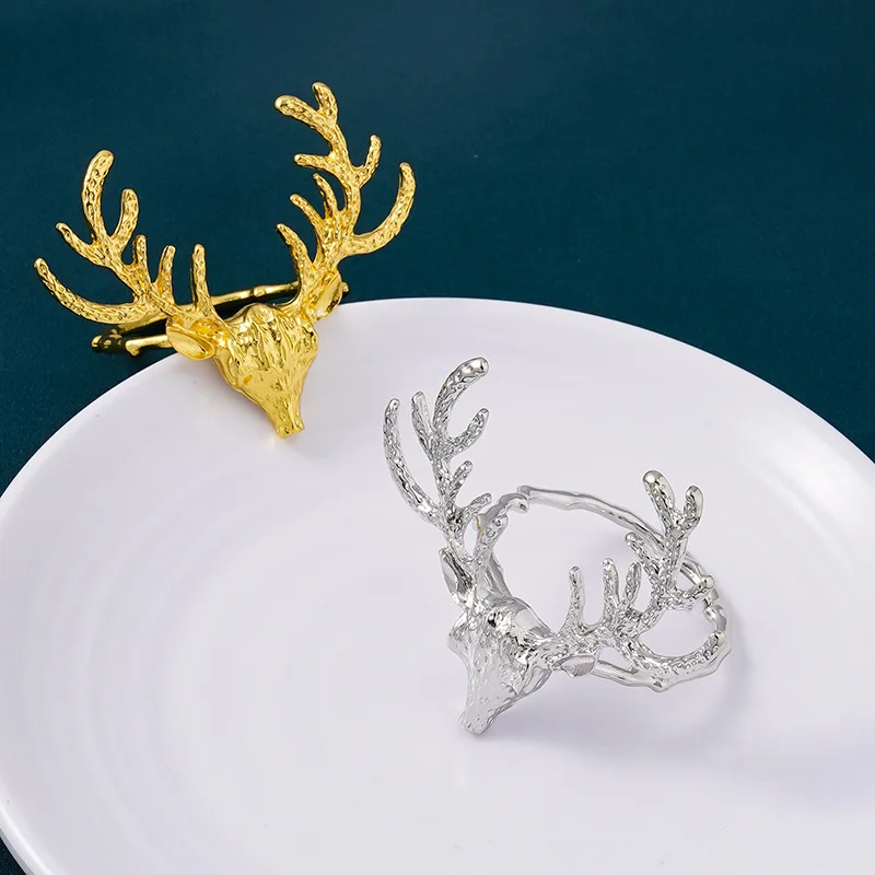 Amazon Christmas Deer Head Metal Napkin Buckle Fabric Ring Paper Napkin Ring