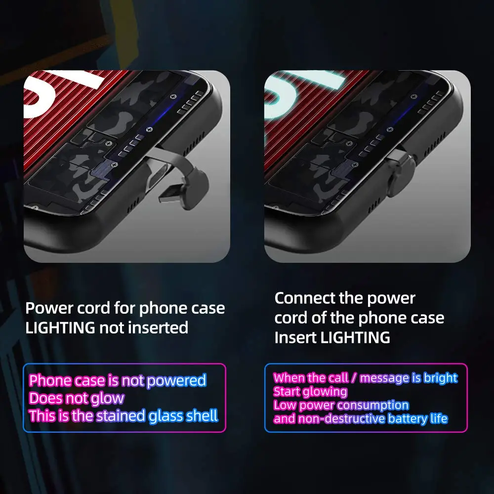 Anime Incoming Call Led Flashing glowing phone cases light up Luminous Glass led phone case for iPhone 13 Pro Max