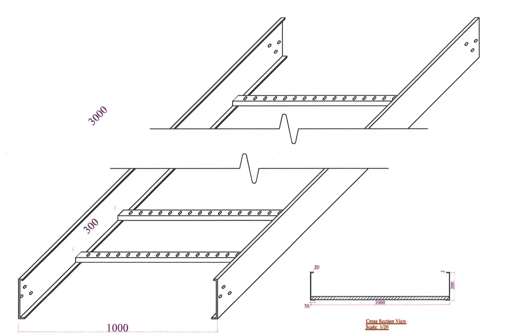 Supplier Customized Cable Tray 300mm 100mm Metal Basket Hot Dip Galvanized Cable Ladder