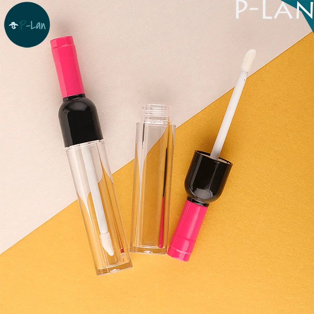 Stock Wholesale Factory Price Multi Color Wine Shape 6ML Clear Empty Wine Lip Gloss Bottle Cosmetic Packaging Lip Gloss Tube