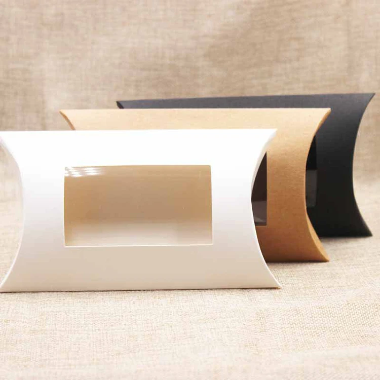 Multiple Colour Custom Made Printing Paper Pillow Boxes With Window