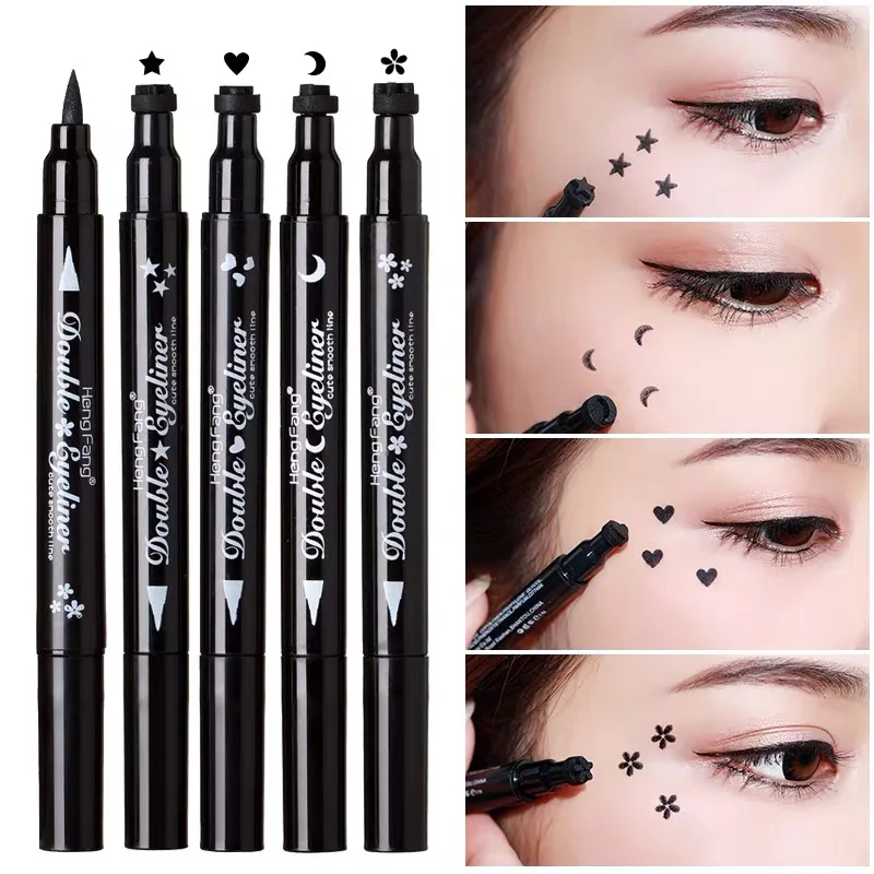 Liquid eye liner pencil korea sample black color waterproof stamp eyeliner