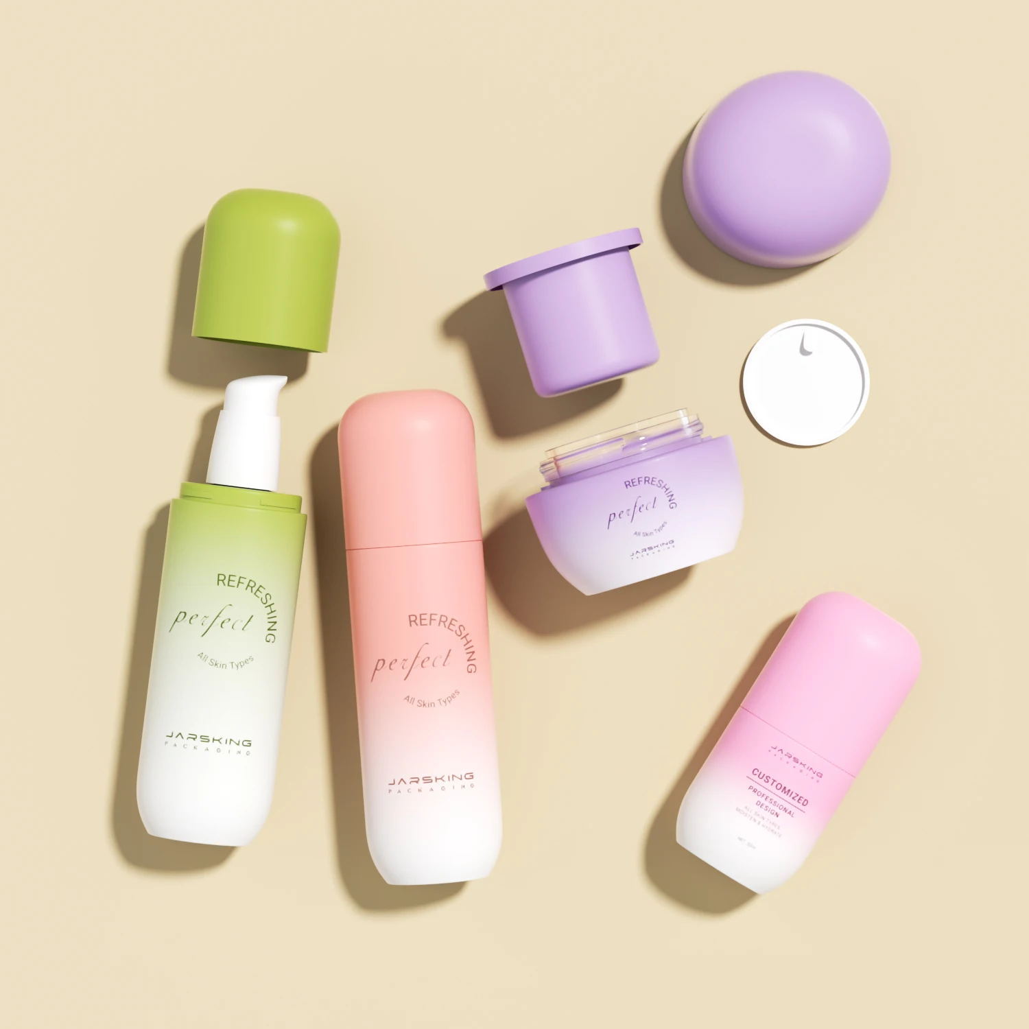 Luxury cosmetic packaging container 50g 30ml 100ml empty frosted skincare glass lotion serum pump bottle and cream jar set