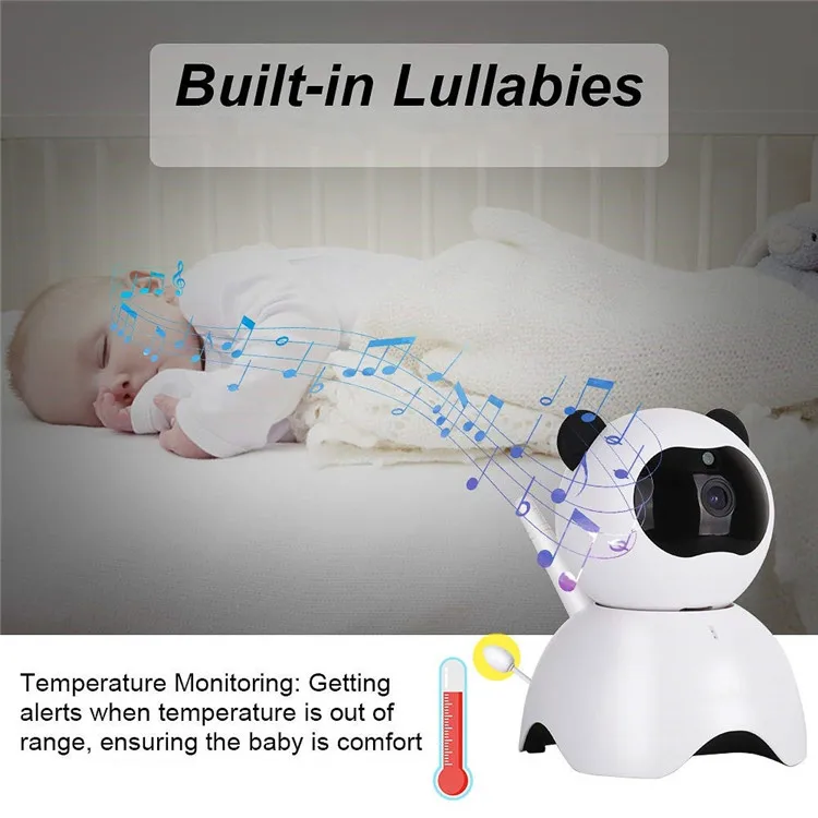 High Quality Two Way Audio Night Vision Sound Detection 5 inch HD Color Display 720P Video Baby Monitor with Camera and Audio