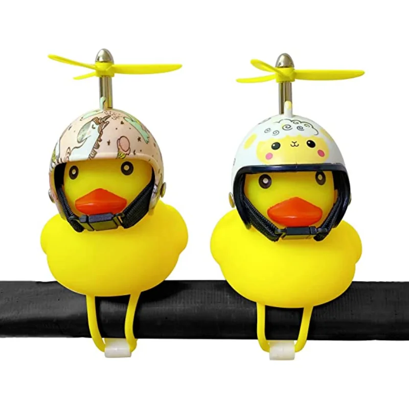 Small Yellow Bike Duck Bicycle bell Luminous/Normal Airscrew Helmet Duck Ducky Dicycle Wind Motor Riding Cycling Lights Horn
