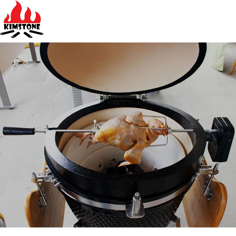 KIMSTONE   Kamado Grill Roaster Rotis Kit BBQ Rotisserie Kit Electric Rotisserie For Outdoor Camping for 21'
