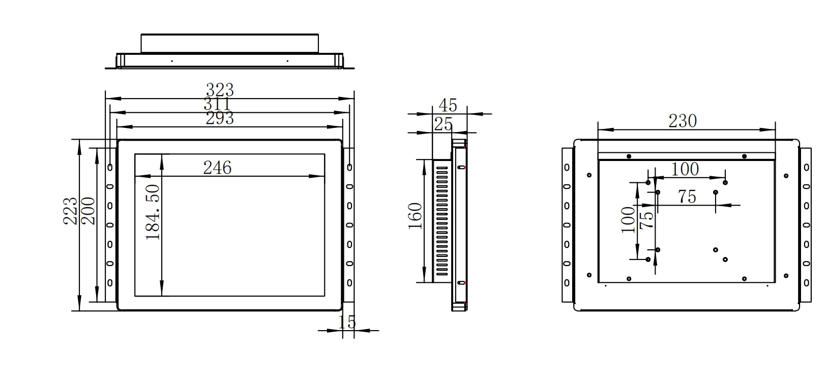 TC12 Multi Touch Screen 1000 Nits 12 inch LCD Monitor Open Frame Display Embedded Panel