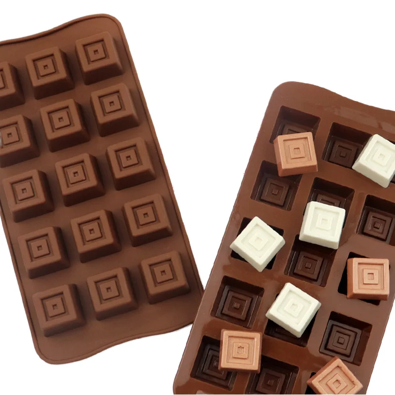Factory Stock 15 Cavity Silicone Resin Mold Square Shape Chocolate & Ice Cube Tray for Candle Use